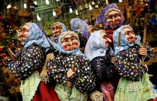 Puppets of Italy's gift-giver Befana are popular.