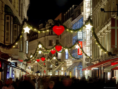 Christmas decorations over a street in Denmark